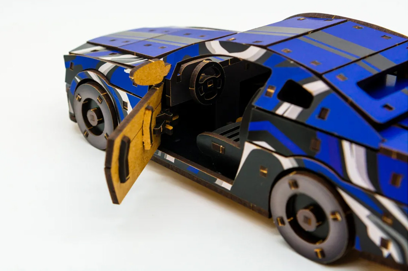 Конструктор "Muscle Car" Puz-00642 дерев'яний, 162 дет., синій колір р. моделі 24*9*7 см PuzzleOk - Зображення 7