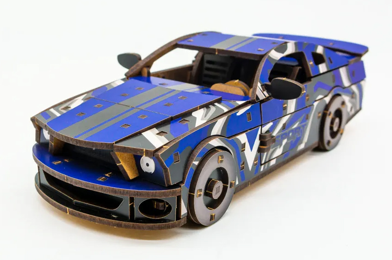 Конструктор "Muscle Car" Puz-00642 дерев'яний, 162 дет., синій колір р. моделі 24*9*7 см PuzzleOk - Зображення 5