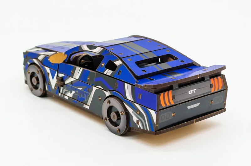 Конструктор "Muscle Car" Puz-00642 дерев'яний, 162 дет., синій колір р. моделі 24*9*7 см PuzzleOk - Зображення 6
