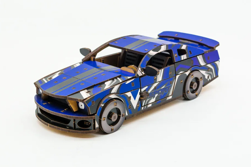 Конструктор "Muscle Car" Puz-00642 дерев'яний, 162 дет., синій колір р. моделі 24*9*7 см PuzzleOk - Зображення 2