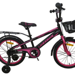 Велосипед дитячий 2-х колісний 16''арт. 241607Like2bike Dark Rider, чорно-рожевий, рама сталь, з дзвінком, ручні гальма, збірка 75%