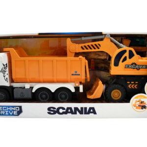 Ігровий набір серії 8001KS "2 in 1 Truck" – САМОСКИД SCANIA І ЕКСКАВАТОР (світло, звук)