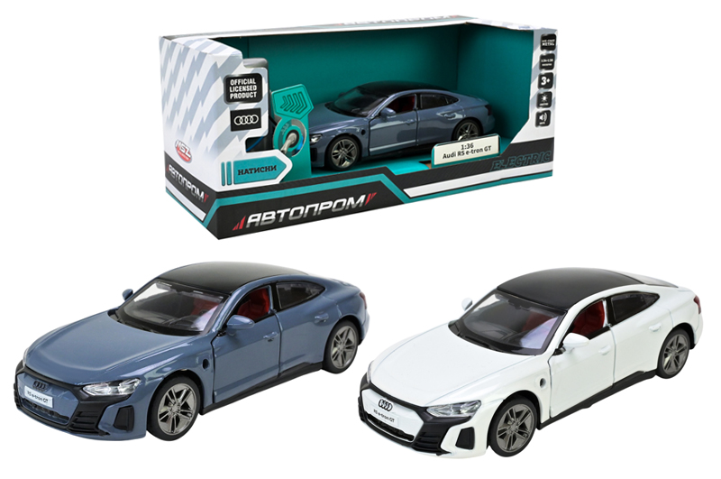 Машина металева 68717 1:36 "Audi RS e-tron GT" (електро), на батарейки, світло, звук, відкриваються двері, капот, багажник, в коробці АВТОПРОМ