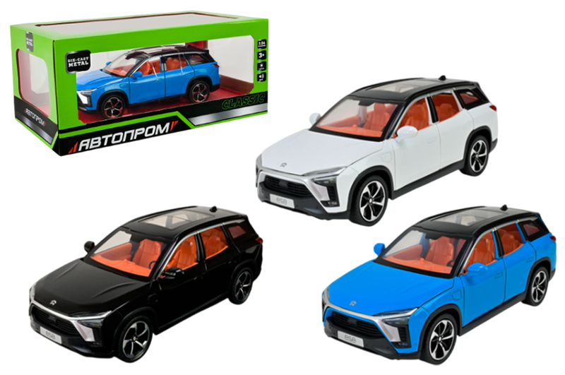 Машина АВТОПРОМ AP7732 Nio ES8 1:24,світло, звук, відкриваються двері, коробка р. 28x16x12,8см