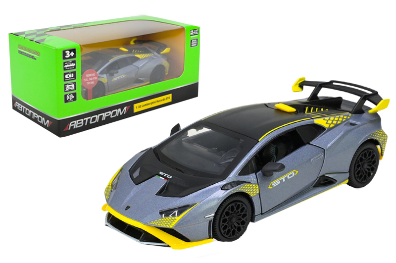 Машина металева 68716AB/AG 1:32"Lamborghini STO",батарейка, світло, звук, відкрив. двері, у короб.18x9x8 см АВТОПРОМ