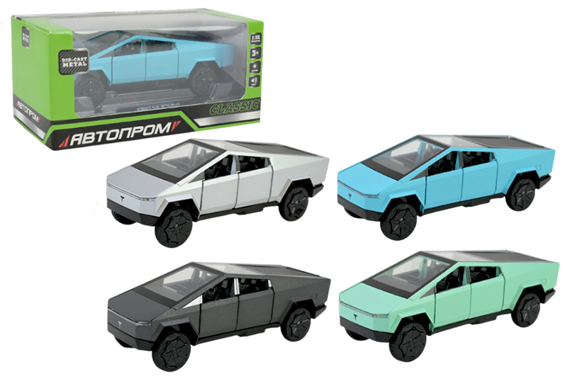 Машина металева AP74222 Tesla pickup truck 1:32, батарейка, світло, звук, відкриваються двері, коробка р.19,5x9x9см АВТОПРОМ