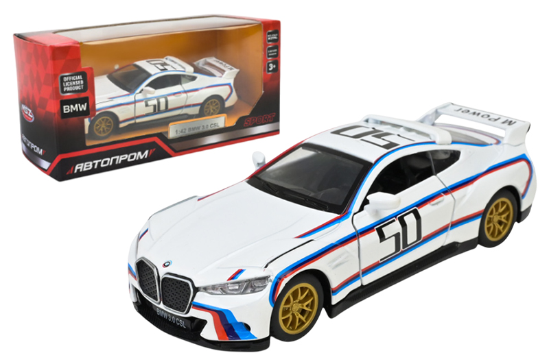 Машина металева "АВТОПРОМ" 4389 1:42 BMW 3.0CSL, батарейка, світло, звук, відкр.двері, короб. 14,5*6,5*7 см