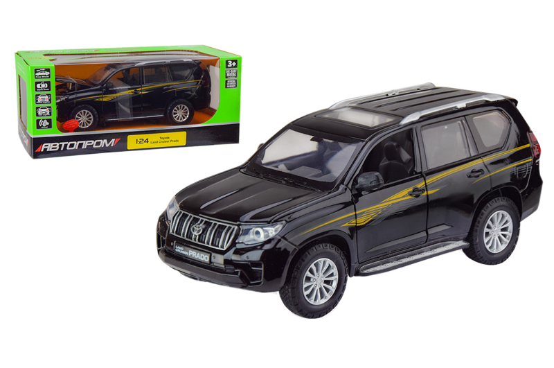 Машина металева 68270A(B) 1:24 "Land Cruiser Prado" на батарейках, світло, звук, відкриваються двері, капот, багажник, коробка 24,5x12x10 см АВТОПРОМ
