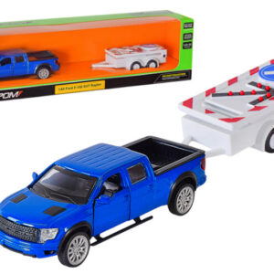 Машина з причепом металева 43005TR 1:43 Ford F-150, відкриваються двері, в коробці 28x8x6,5 см АВТОПРОМ