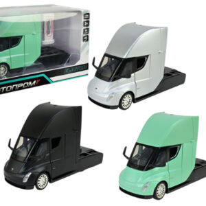 Машина металева AP7731 1:24 Tesla semi truck head, батарейка, світло, звук, відкриваються двері, коробка р.25x12,5x15 см АВТОПРОМ