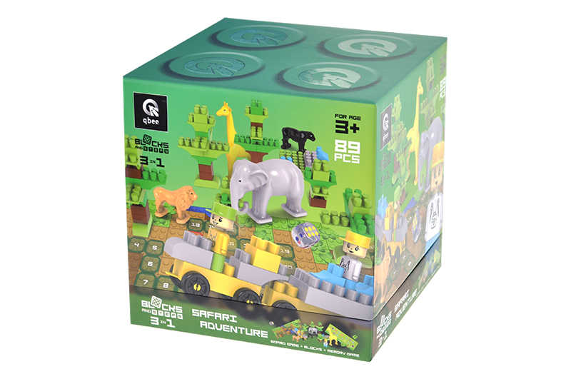 Конструктор блочний QB300-006 "Block&Steps: Пригоди в Сафарі" + ходилка і меморі гра 3в1, 89дет. qbee - Зображення 2