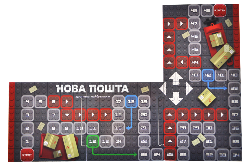 Конструктор блочний QB300-207 "Block&Steps: НОВА ПОШТА. Вантажівка Мрії" + ходилка і гра 3в1, 129дет. qbee - Зображення 4