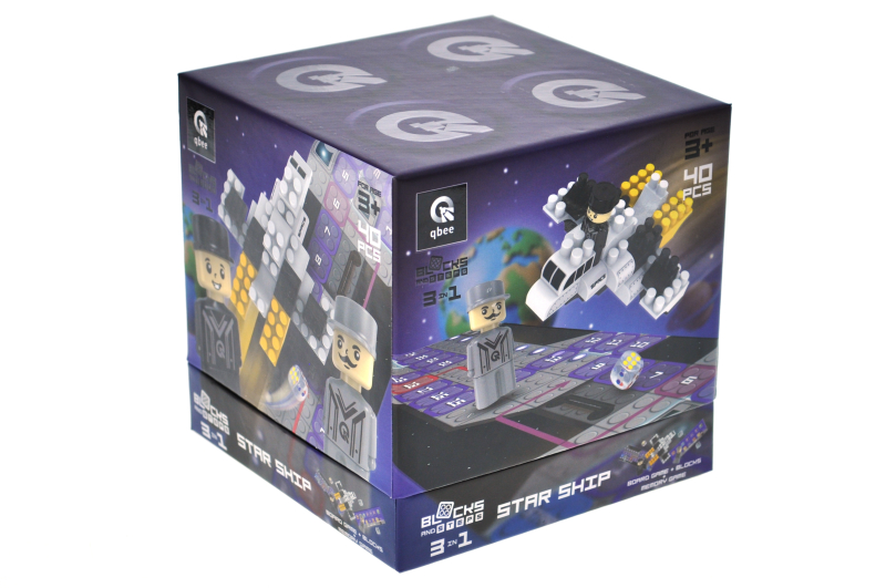 Конструктор блочний QB300-105 "Block&Steps: Зоряний Корабель" + ходилка і меморі гра 3в1, 40дет. qbee - Зображення 5