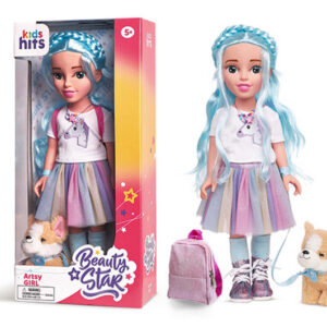 Лялька KH33/004 Beauty Star, Artsy, з улюбленцем та рюкзаком, лялька 46 см коробка 23,5*50*12см