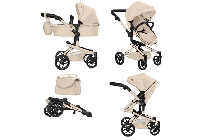 Коляска для ляльки 9695 FORTUNA 2в1 CREAM з сумкою метал. кор.54.5x14.5x38.5 CARRELLO