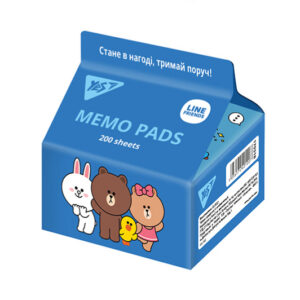 Папір для записів YES Tetra Pak "Line Friends" 200 арк. 7*7,5 см 170318