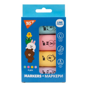 Маркер текстовий YES "Line Friends" в наборі 4 шт.