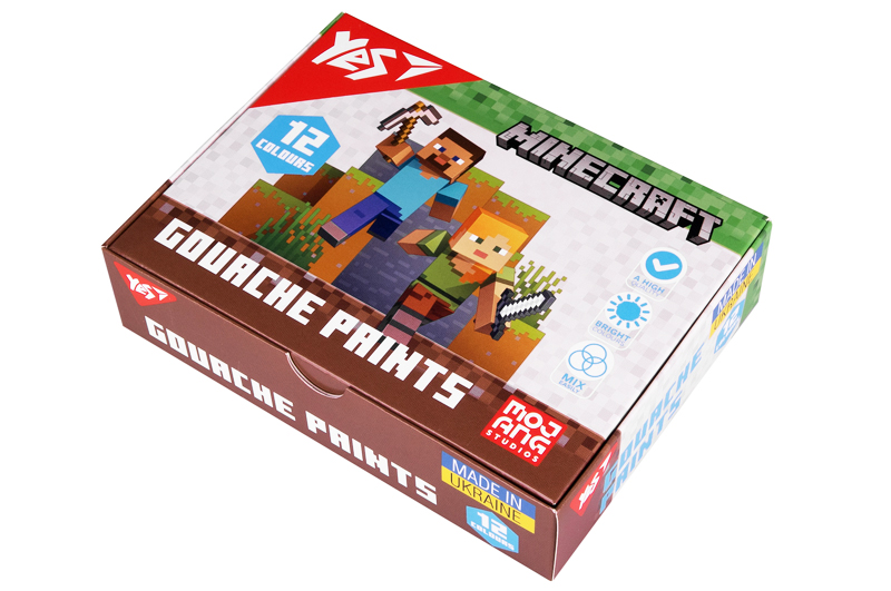 Фарби гуашеві Yes Minecraft 12 кол. 20 мл 230407
