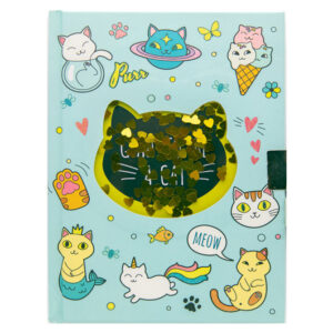 Блокнот на замочку з ручкою Котики W361961-A 19x20x25см, 70g, 56 л