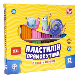 Пластилін 303117001-UA 12 кольорів, прямокутний Школярик