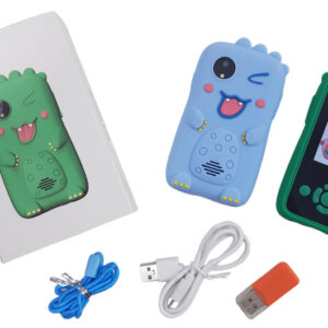 Смартфон "KidPhone Dino" з камерою та іграми (синій/зелений) в коробці р.14*9*4см