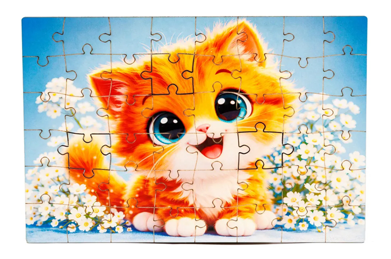 Пазл дерев'яний Puz-05001 Котик, А5 в тубусі PuzzleOk - Зображення 3