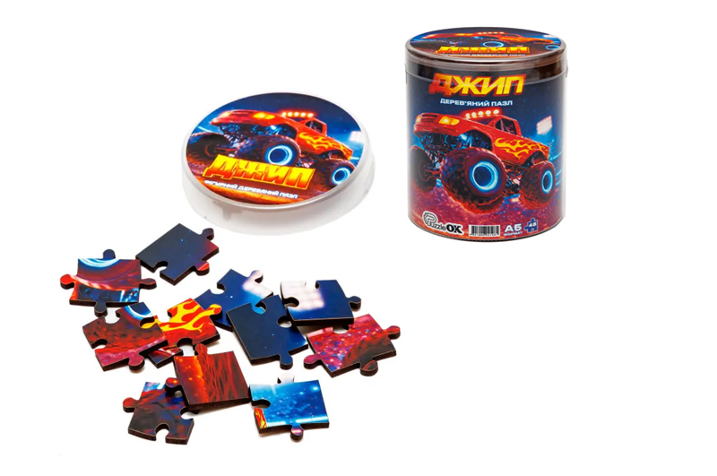 Пазл дерев'яний Puz-05003 Джип, А5 в тубусі PuzzleOk