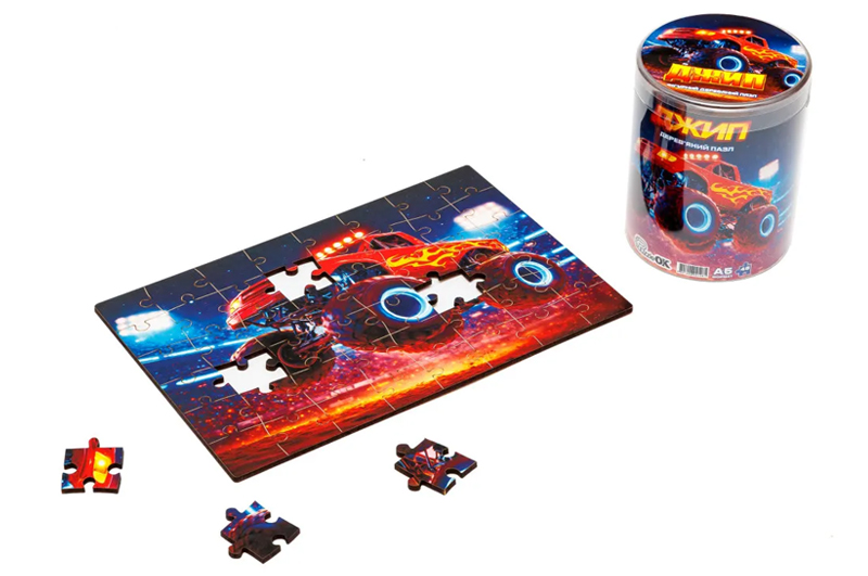 Пазл дерев'яний Puz-05003 Джип, А5 в тубусі PuzzleOk - Зображення 2