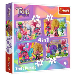 Пазли - 4в1 - 34622 "Пригоди кольорових Тролей", Trefl