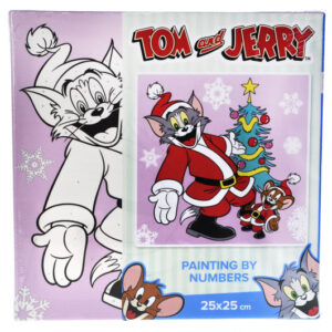 Набір для розпису по номерах 25x25 см KHO6858 "Tom and Jerry: біля ялинки" Ideyka