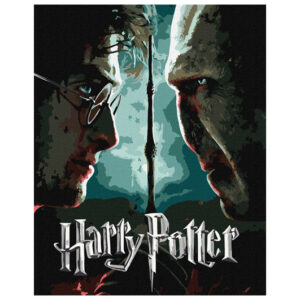 Набір для розпису по номерах KHO5222 WB "Harry Potter: Гаррі та Волдеморт з фарбами металік extra" 40х50см IDEYKA