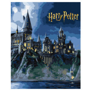 Набір для розпису по номерах KHO5230 WB"Harry Potter: Гоґвортс вночі з фарбами металік extra" 40х50см IDEYKA