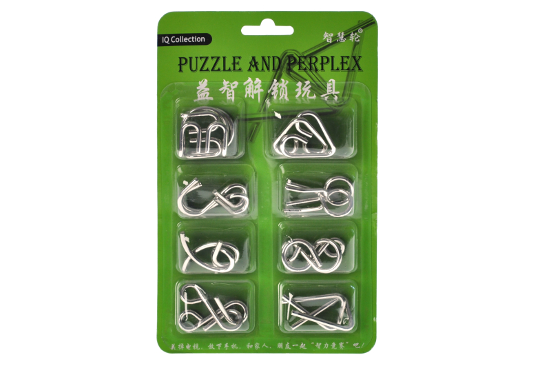 Головоломка металева E518 Unlock Metal Puzzle 8 елементів Зелена р.22*13,5*2см