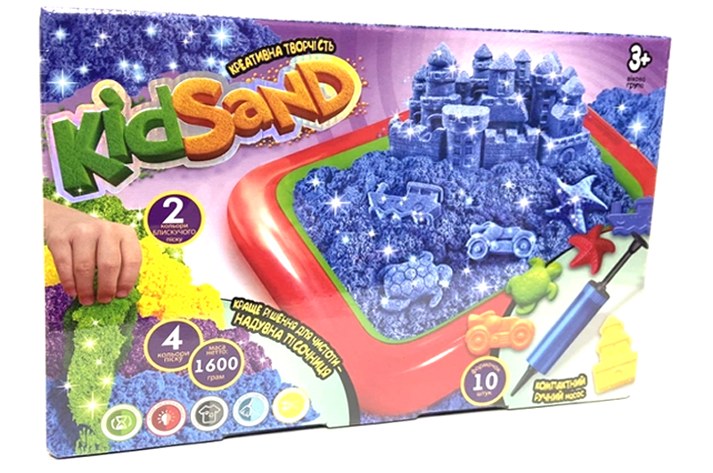Набір з кінетичним піском KS-02-01U "KidSand" 1600 гр. + пісочниця DANKO - Зображення 3