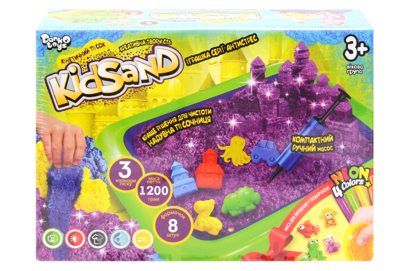 Набір з кінетичним піском KS-02-02U "KidSand" 1200 гр. + пісочниця DANKO - Зображення 2
