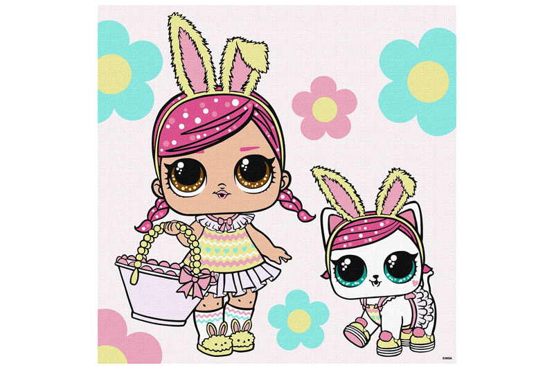 Набір для розпису по номерах 40x40 см KHO1102 "L.O.L. Spring Bling Hops with Kittea" Ideyka
