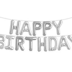 Надпис ''Happy Birthday'' срібний 16'' (40см)