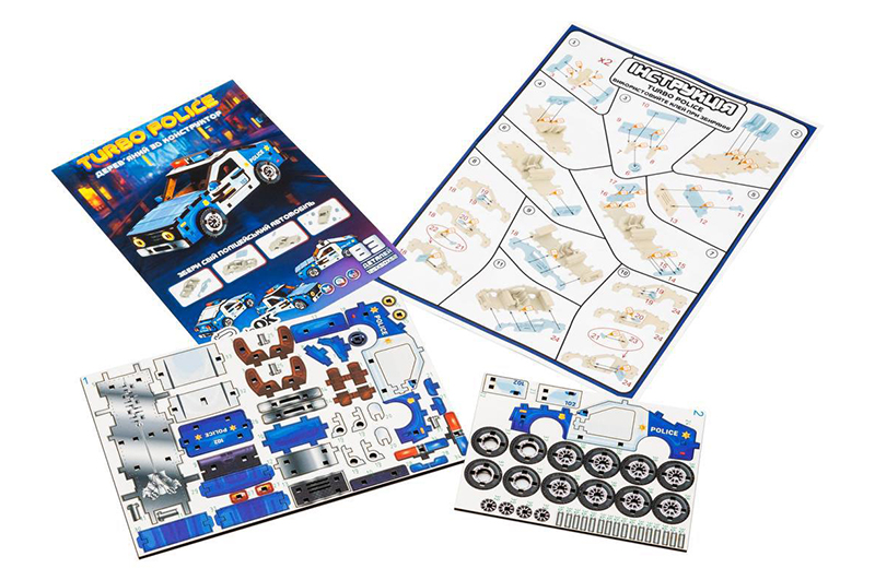 Конструктор 3D Puz-00971, дерев'яний"Turbo Police" PuzzleOk - Зображення 3