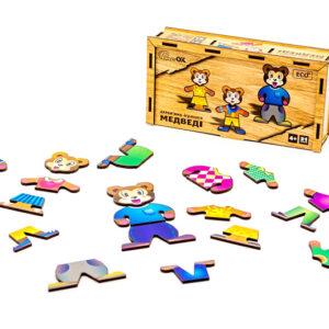 Одягалка Puz-12141 "Ведмедики" дерев'яна, 21 елм., р.18х9х4.5 см PuzzleOk
