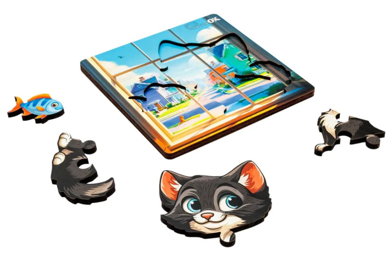 Сортер А6 "Допиливий котик" Puz-88751 дерев'яний PuzzleOk - Зображення 2