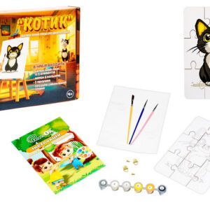 Пазл-розмальовка Puz-22938 "Котик" А5, дерев'яний PuzzleOK