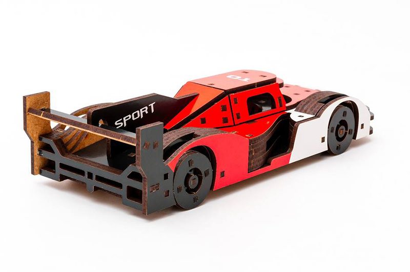 Конструктор Puz-01037 "Racing Car" Порше дерев'яний, 146 дет., розмір моделі 22х9х5 см PuzzleOk - Зображення 6