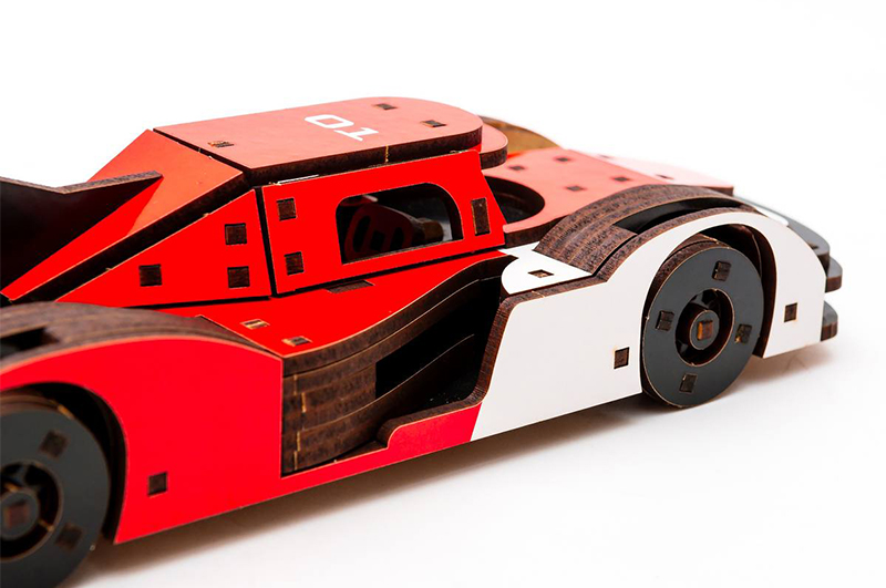 Конструктор Puz-01037 "Racing Car" Порше дерев'яний, 146 дет., розмір моделі 22х9х5 см PuzzleOk - Зображення 4