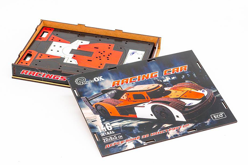 Конструктор Puz-01037 "Racing Car" Порше дерев'яний, 146 дет., розмір моделі 22х9х5 см PuzzleOk - Зображення 3