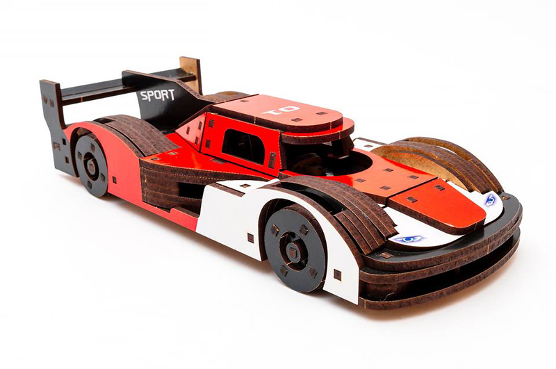 Конструктор Puz-01037 "Racing Car" Порше дерев'яний, 146 дет., розмір моделі 22х9х5 см PuzzleOk - Зображення 5