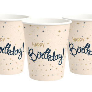 Паперові стаканчики funmi "Happy Birthday" кремові 6шт/уп. (250мл.)