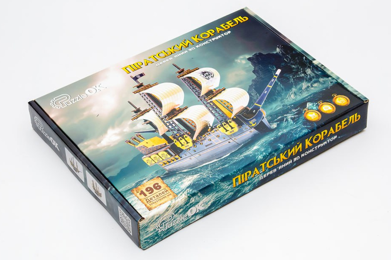 Дерев'яний 3D конструктор "Піратський корабель" Puz-00928 р.34*27*9см PuzzleOk - Зображення 4