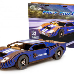Конструктор Puz-26915"Fast Car GT" дерев'яний, 164 дет., синій, розмір моделі 23х6х11 см PuzzleOk