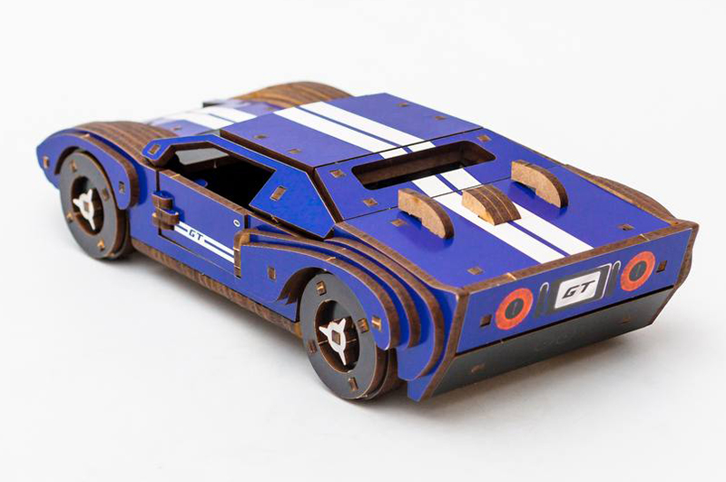 Конструктор Puz-26915"Fast Car GT" дерев'яний, 164 дет., синій, розмір моделі 23х6х11 см PuzzleOk - Зображення 3