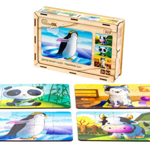 Пазли Puz-10369 "Тварини" 4в1 дерев'яний, 15 елем., в малюнку Puz-10369 PuzzleOK